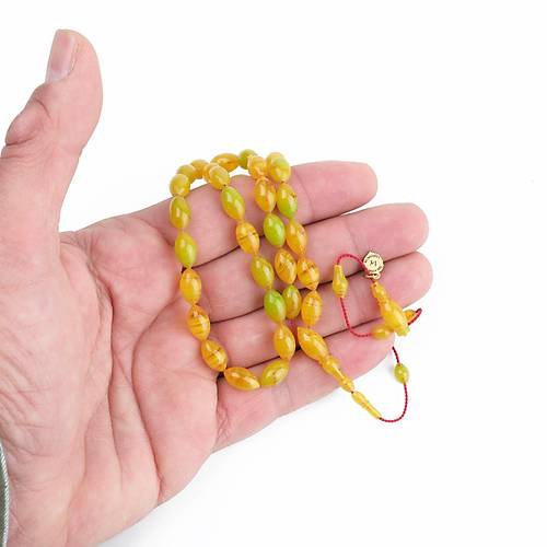 Katalin Dinlenmi� �ubuk Usta ��i �mzal� Beyzi Kesim 6x11mm Tesbih -Hareli Sar�