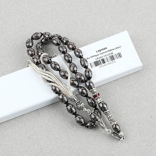 Kuka 925Ayar Gm akm ve Pskl, Gm Nakka mame Beyzi Kesim 7.5x12mm Tesbih