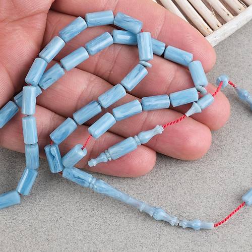 Katalin �ubuk Usta ��i Kesme Kesim 5x11mm Tesbih -A��k Mavi�