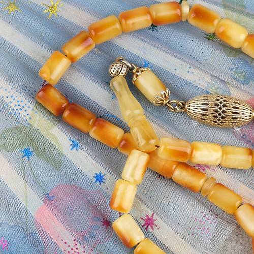 Rus Kaya Damla Kehribar 925Ayar G�m�� P�sk�l Kaps�l Kesim 6x9mm Tesbih