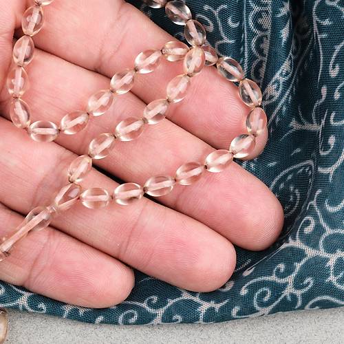 S�kma Kehribar Beyzi Kesim Sistemli Bilek Boy 5x8mm Tesbih �effaf