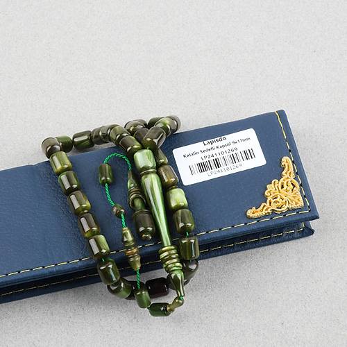 Katalin Usta i mzal Sedefli Yeil Kapsl Kesim 9x11mm Tesbih