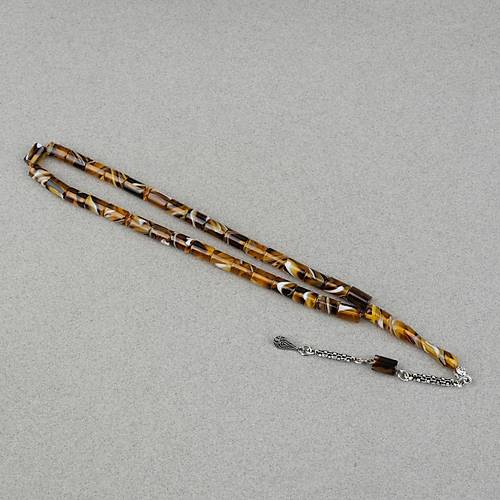 Arizona Katalin Alpaka P�sk�l Kesme Kesim 7x10mm Tesbih- Kahverengi Sar�