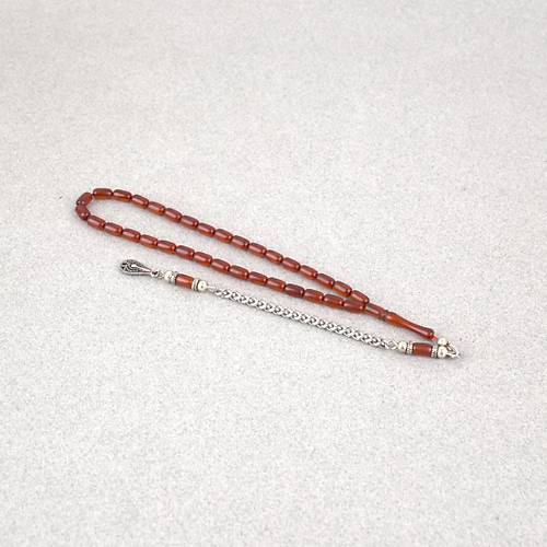 S�kma Kehribar Bilek Boy Kaps�l Kesim 4x7mm Sallama Tesbih K�rm�z�