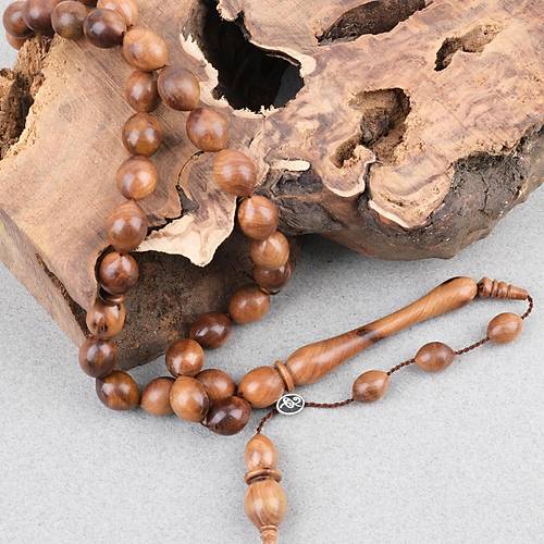 Thuya Burl A�ac� Do�al Kekik Kokulu Usta ��i �mzal� Beyzi Kesim 10x13mm Tesbih