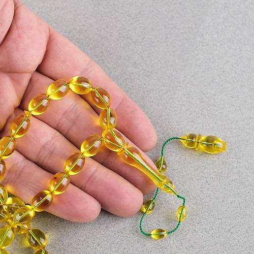 Eski Heykel Obje Osmanl� Ate� Kehribar Beyzi Kesim 8x11mm Tesbih