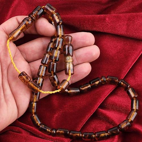 Sumatra Kaya Damla Kehribar Kapsl Kesim 8.5x12mm Tesbih