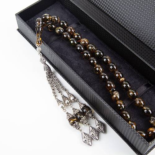 Baltk Kaya 925Ayar Gm Pskl Damla Beyzi Kesim 10x13mm Tesbih (51gr)