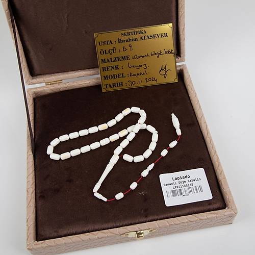 Eski Obje Osmanl Bilezik Kadim Katalin Kapsl Kesim 6x9mm Tesbih - Beyaz