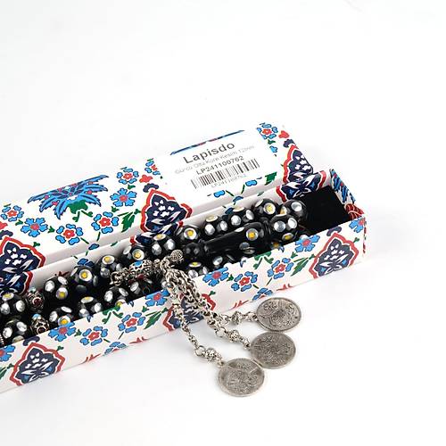 G�rc� Oltu ��lemeli A��r 3 Sallant� Alpaka P�sk�l K�re Kesim 12mm Tesbih