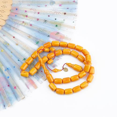 Katalin Dinlenmi� �ubuk Usta ��i �mzal� Kaps�l Kesim 8.5x12mm Tesbih -Sar�