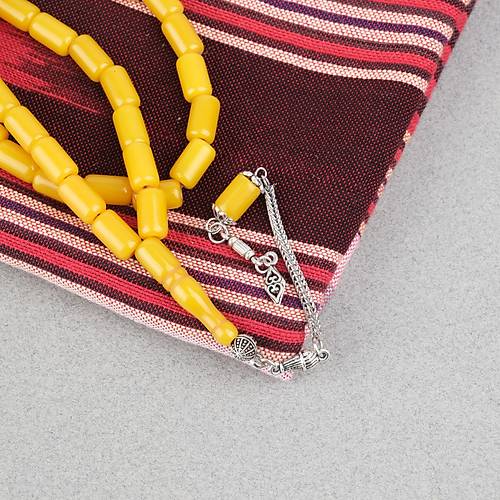 S�kma Kehribar Alpaka P�sk�ll� Kaps�l Kesim 7x12mm Tesbih - Hardal Sar�s�