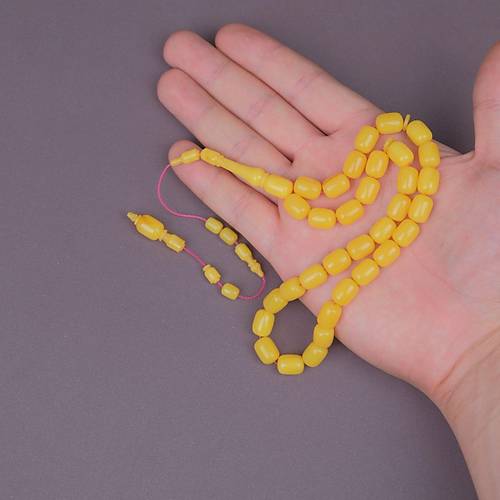 �brahim Atasever Usta ��i �mzal� Bel�ika Katalin Kaps�l Kesim 9x12mm Tesbih - Sar�