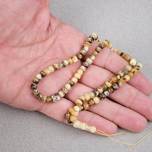 Damla Kehribar 99luk Tekerlek Kesim 5.5x4mm Namez Tesbihi