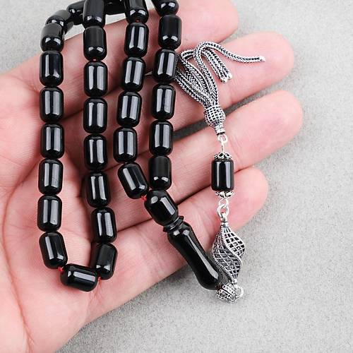 Erzurum Oltu 925Ayar Gm Pskl Kapsl Kesim 7x10.5mm Tesbih
