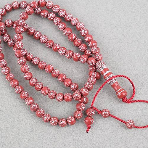 Hac Umre Hediyelik Ta�l� 99luk 7mm Tesbih - K�rm�z�