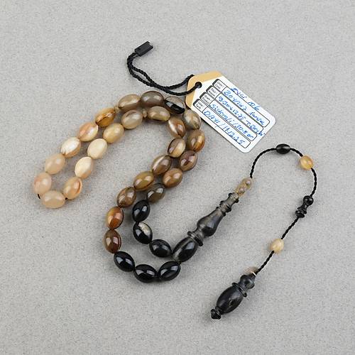 Boynuz Kar���k Usta ��i �mzal� Tombul Beyzi 9x13mm Tesbih