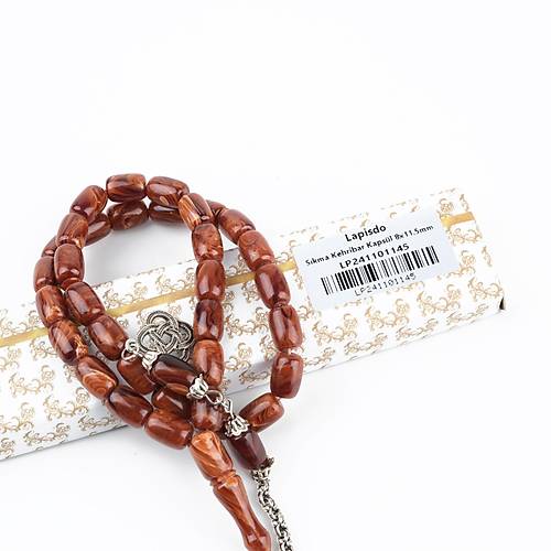 S�kma Kehribar Alpaka P�sk�l Kaps�l Kesim 8x11.5mm Tesbih