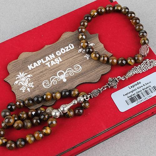 Kaplang�z� Alpaka p�sk�ll� K�re Kesim 8.5mm Tesbih ve Bileklik Seti