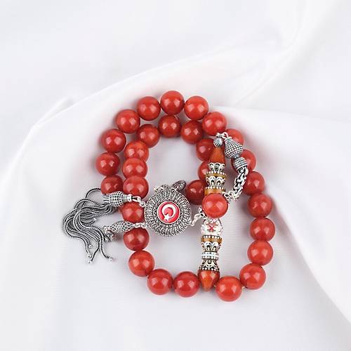 S�kma Kehribar 925Ayar G�m�� P�sk�l �zel G�m�� Nak�� �mame K�re Kesim 13mm Tesbih