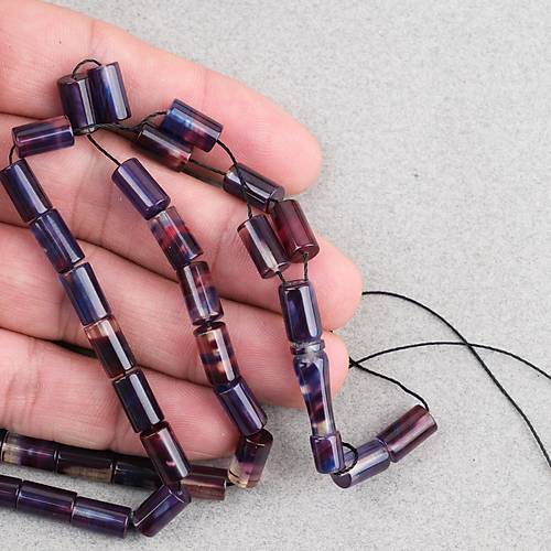 S�kma Kehribar Kesme Kesim 6x10mm Tesbih P�sk�ls�z Mor