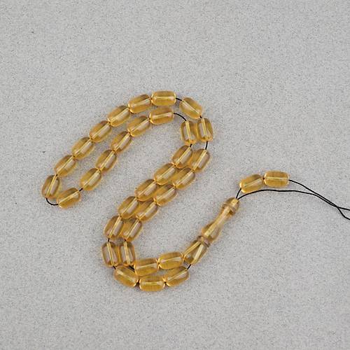 S�kma Kehribar Kaps�l Kesim 7x11mm Tesbih P�sk�ls�z Sar�