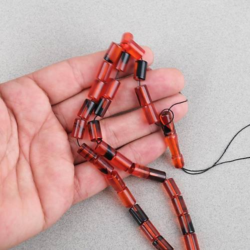 Ate� Kehribar Kesme Kesim 7x11mm Tesbih -�effaf K�rm�z�