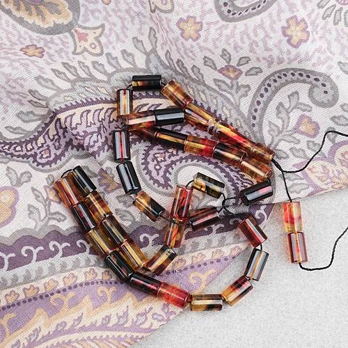 S�kma Kehribar Kesme Kesim 6x10mm Tesbih P�sk�ls�z Sar� K�rm�z�