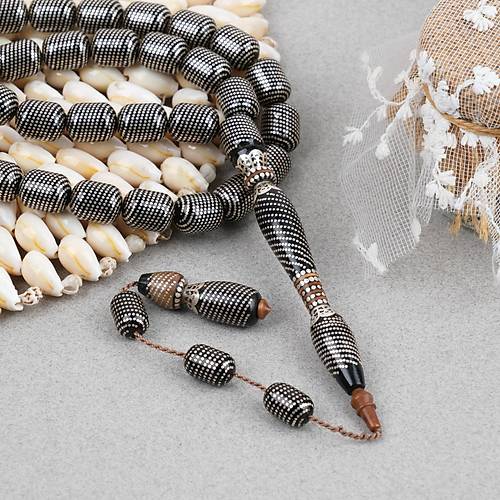 Erzurum Oltu 925Ayar Gm leme Kuka Nakka mame Usta i mzal Kapsl Kesim 10x13mm Tesbih