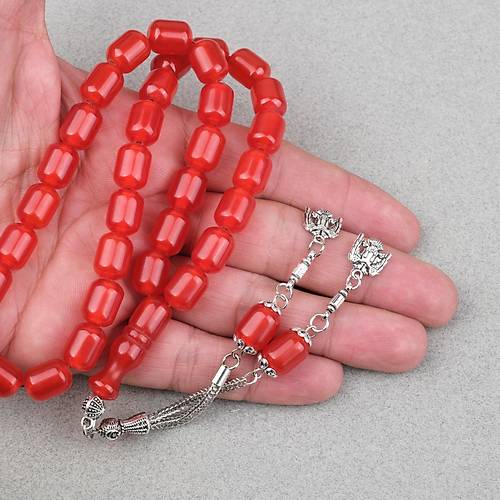 S�kma Kehribar Alpaka P�sk�ll� Kaps�l Kesim 9x12mm Tesbih - Portakal