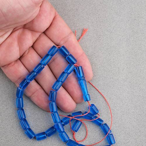U�ak Cam� Kesme Kesim 7x10mm Tesbih P�sk�ls�z Mavi