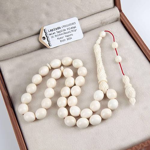 Fildi�i Kalem ���ilikli �mame /Hitame Beyzi Kesim 10.5x13mm Tesbih (51gr)