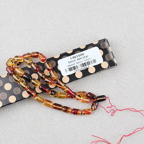 S�kma Kehribar Kaps�l Kesim 7x11mm Tesbih P�sk�ls�z