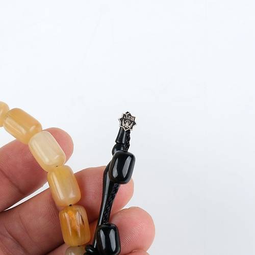 Ko Boynuzu Kapsl Kesim 9x13mm Tesbih - Siyah effaf Sar