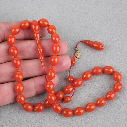 Kadim Katalin Eski amdan Obje Beyzi Kesim 8x10.5mm Tesbih