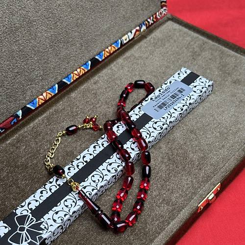 S�kma Kehribar Kaps�l Kesim Alt�n Renk P�sk�ll� 7x11mm Tesbih
