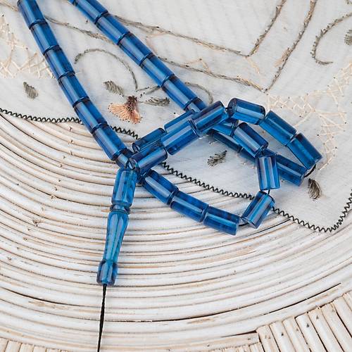 Ate� Kehribar Kesme Kesim 6x10mm- Petrol Mavisi P�sk�ls�z