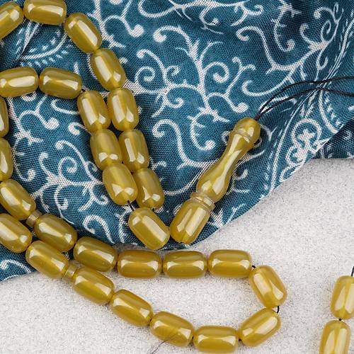 S�kma Kehribar Kaps�l Kesim 7x11mm Tesbih P�sk�ls�z Ya� Ye�ili