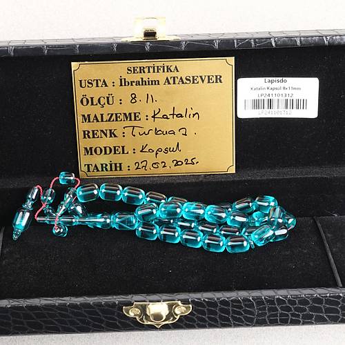 Katalin Usta i Kapsl Kesim 8x11mm Tesbih -Turkuaz