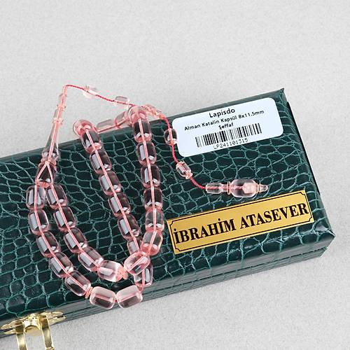 Alman Katalin Usta i Kapsl Kesim 8x11.5mm Tesbih -effaf Krmz