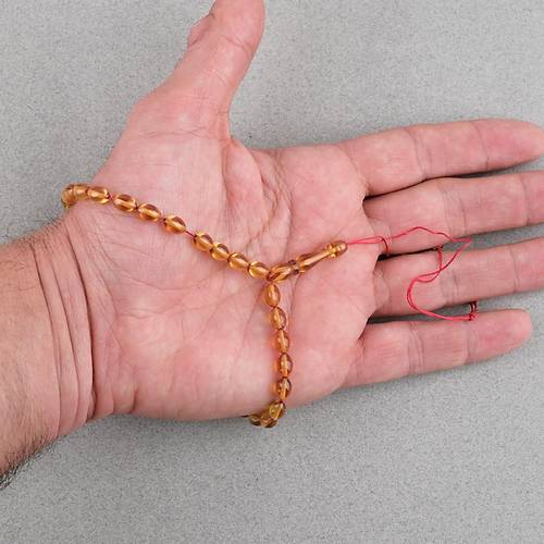 S�kma Kehribar Beyzi Kesim Bilek Boy 5x8mm Tesbih P�sk�ls�z Sar�