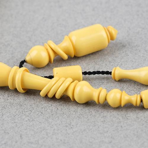 Kadim Katalin Eski Sar� Mahjon Ta�� Obje D�nem Usta ��i �mzal� Kesme Kesim 8x12mm Tesbih