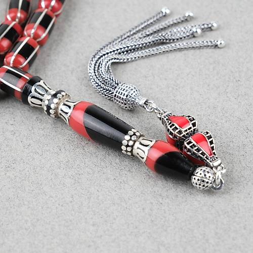 Erzurum Oltu 6 Yarma Katalin leme 925Ayar Gm Pskl, lemeli Nakka mame Kapsl Kesim 6.5x11mm Tesbih