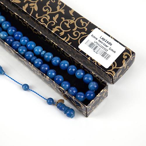Skma Kehribar ubuk Kre Kesim 9.5mm Tesbih - Mavi