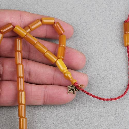 Omari S�kma Kehribar Yumu�ak Kesme Kesim Oturtma �mameli Sistemli 6x10.5mm Tesbih