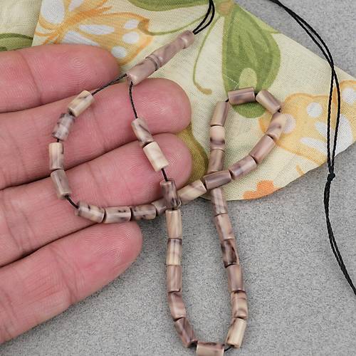 S�kma Kehribar Kesme Kesim 4x7mm Tesbih- Kahverengi-Bej