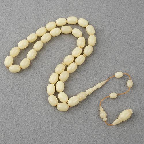 Kadim Katalin Eski Tavla Pulu Obje Yumurta Kesim 8x11m Tesbih - Nadir Renk Beyaz