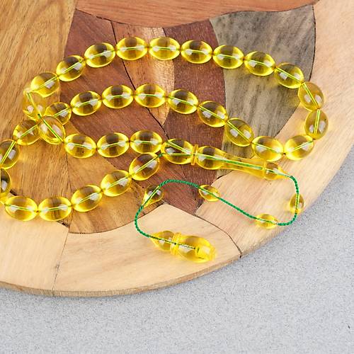 Eski Heykel Obje Osmanl� Ate� Kehribar Beyzi Kesim 8x11mm Tesbih