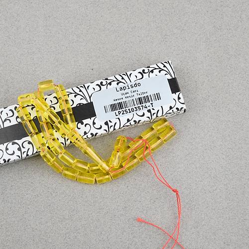 U�ak Cam� Kesme Kesim 7x10mm Tesbih P�sk�ls�z �effaf Sar�