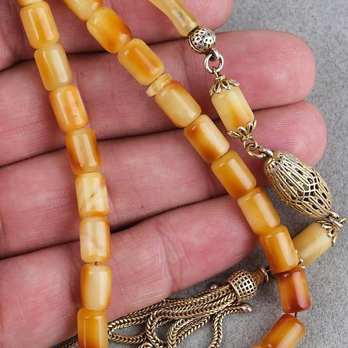 Rus Kaya Damla Kehribar 925Ayar G�m�� P�sk�l Kaps�l Kesim 6x9mm Tesbih